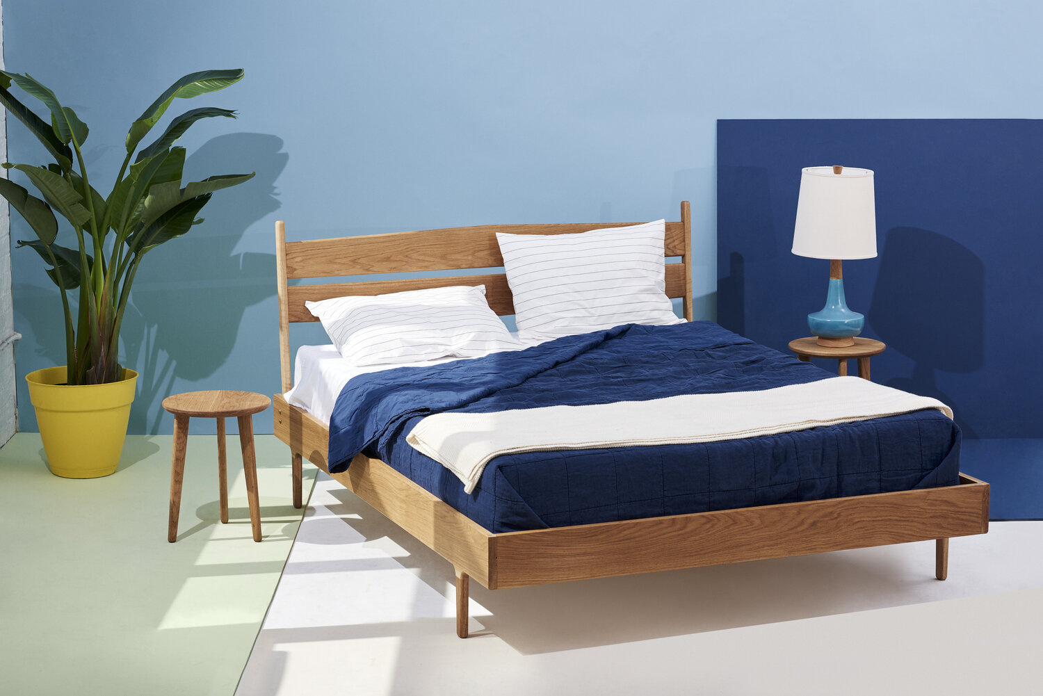 Bed frame in a bedroom